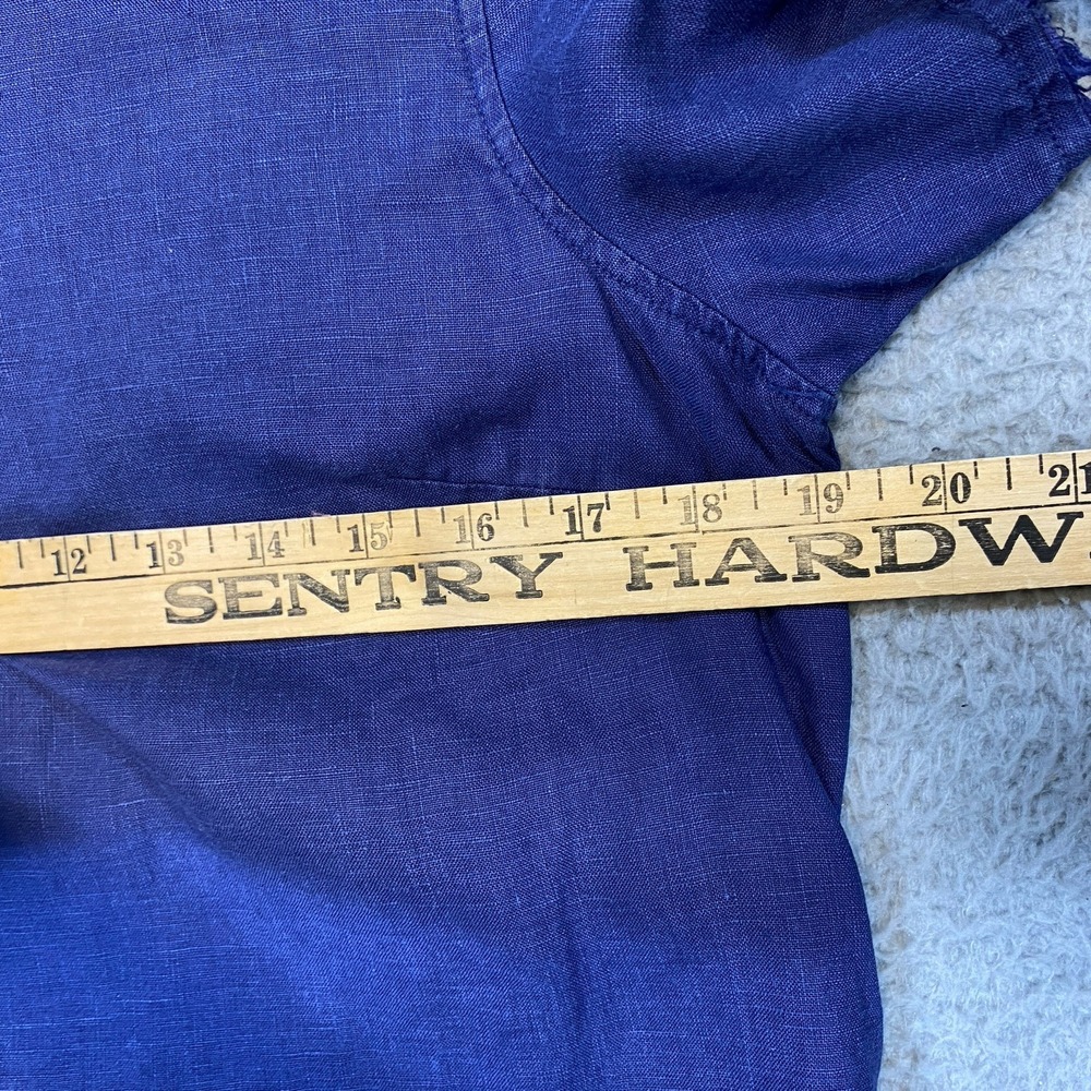 Tommy Bahama Dress Women's Small Blue Linen Frayed Hems A Line Zip Beach Aloha - Picture 6 of 8